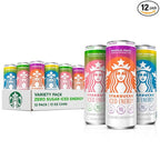 Starbucks Iced Energy Drink, 3 Flavor Variety Pack (Tropical Peach, Watermelon Splash, Blueberry Lemonade), Zero Sugar Energy Drink, Plant Based Caffeine, Hydration, Mental Clarity, 12 Fl Oz Cans (Pack of 12)