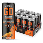 Jocko GO Energy Drink (Afterburner Orange) - Keto, Vitamin B12, Vitamin B6, Electrolytes, L Theanine, Magnesium- Energy Boost, Sugar Free Nootropic Monk Fruit Blend - 12 Pack