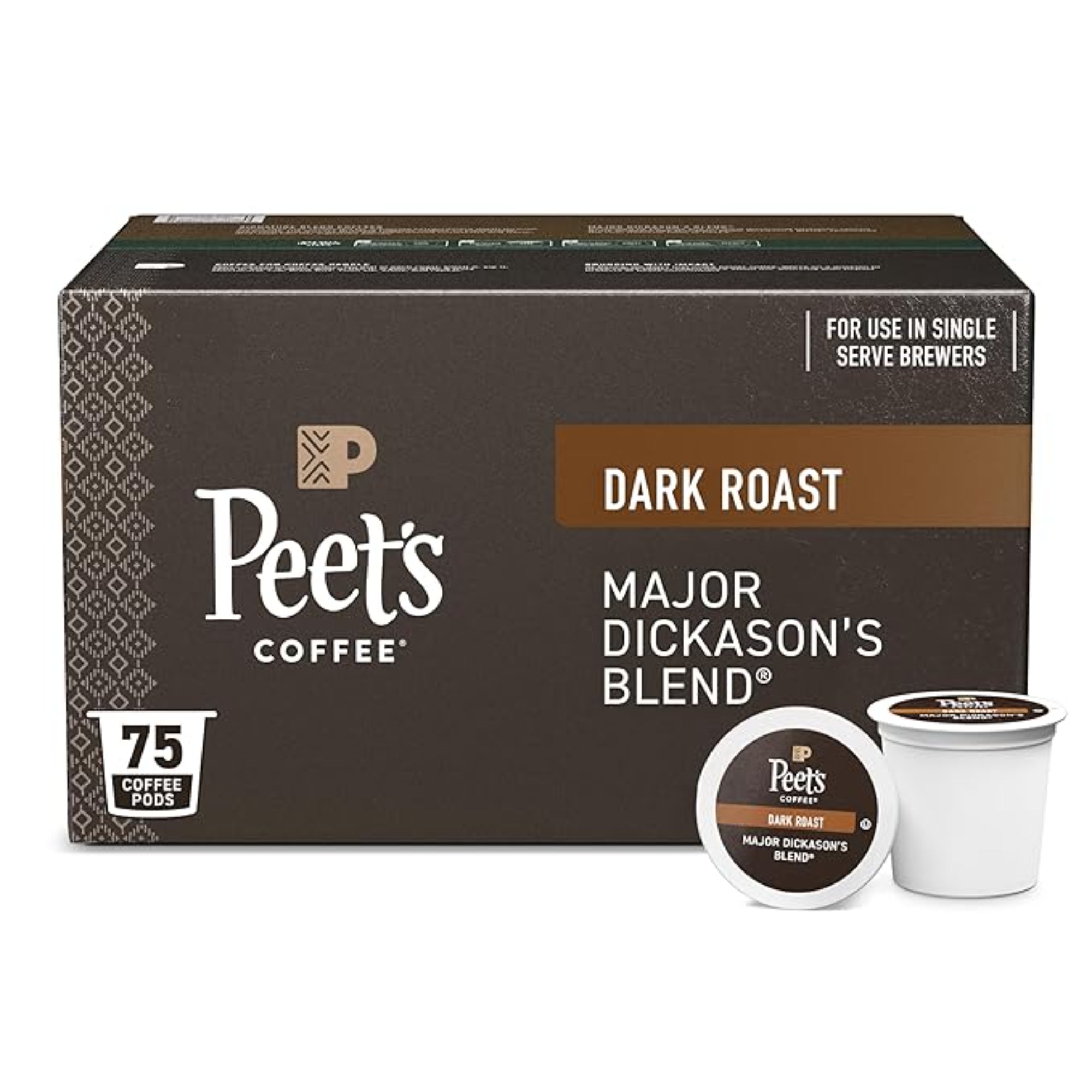 Peet's Coffee, Dark Roast Single Serve Coffee Pods - Major Dickason's Blend 75 Count (1 Box of 75 Pods)