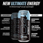C4 Ultimate Sugar Free Energy Drink 16oz (Pack of 12) | Arctic Snow Cone | Pre Workout Performance Drink with No Artificial Colors or Dyes