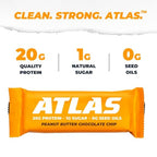 Atlas Protein Bar – 20g Clean Protein, 1g Natural Sugar, No Seed Oils, Gluten Free, No Artificial Sweeteners, Peanut Butter Chocolate Chip, 12 Count
