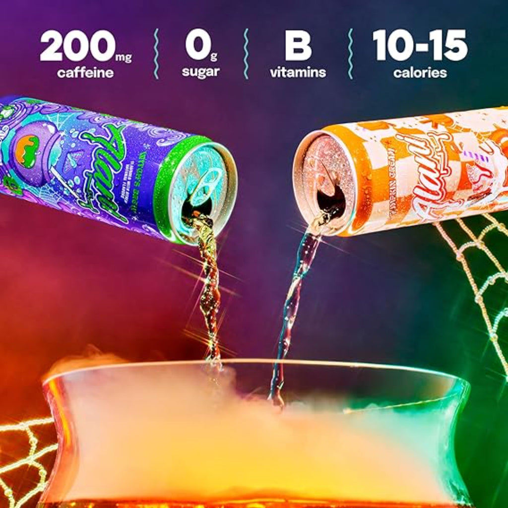 Alani Nu VARIETY PACK - WITCH'S BREW & PUMPKIN CREAM Sugar Free, Low Calorie Energy Drinks, 200mg Caffeine, Antioxidants, Biotin B Vitamins, Zero Sugar, 15 Calories or Less, 12 Fl Oz Cans (12 Pack)