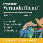 Starbucks K-Cup Coffee Pods, Starbucks Blonde Roast Coffee, Veranda Blend for Keurig Brewers, 100% Arabica, 6 boxes (60 pods total)