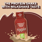 Ripple Vegan Protein Shake | Chocolate | 20g Nutritious Plant Based Pea Protein | Shelf Stable | No GMOs, Soy, Nut, Gluten, Lactose | 12 Oz, 12 Pack