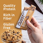 Quest Nutrition Chocolate Chip Dough Cookie Protein Bars, 21g Protein, 1g Sugar, 4g Net Carb, Gluten Free, Keto Friendy, 12 Count